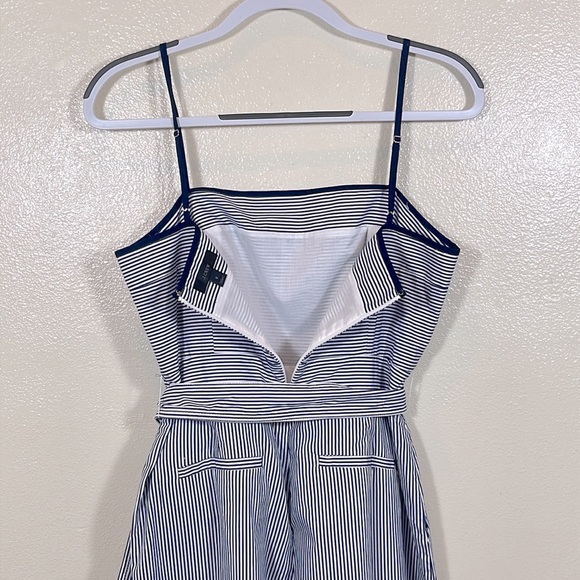 J. Crew Marseille Blue Pinstriped Striped Blue Jumpsuit with Belt size 6 - Picture 3 of 7
